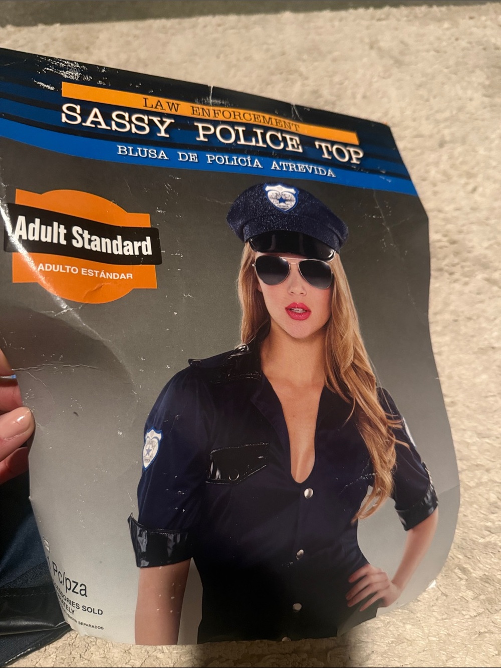 Halloween costume Sassy Police Top - Adult Standard - Black